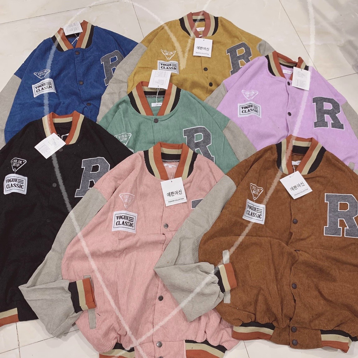 Áo Khoác Nhung Kaki Chữ R Kiểu Bomber Teen Unisex Hàn Quốc -Đẹp - Nam Nữ Cặp Đôi Mặc Mùa Thu Đông