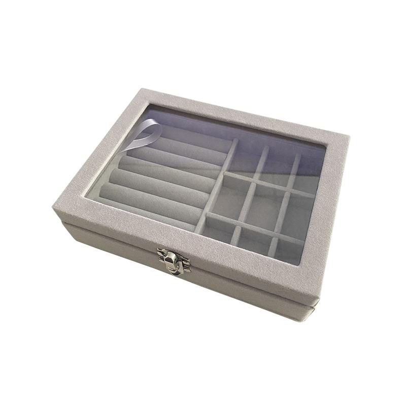 Hộp Đựng Đồ Trang Sức Mặt Kính Bọc Nhung Mềm Chống Bụi - Hàng Chính Hãng MINIIN