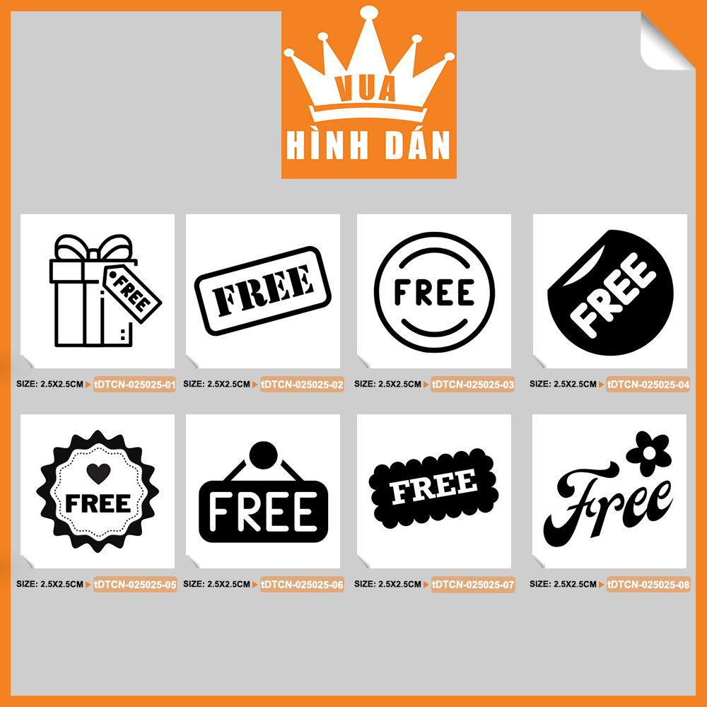 Set 100/200 sticker FREE tem MIỄN PHÍ dán lên túi hộp sản phẩm, quà tặng dành cho shop