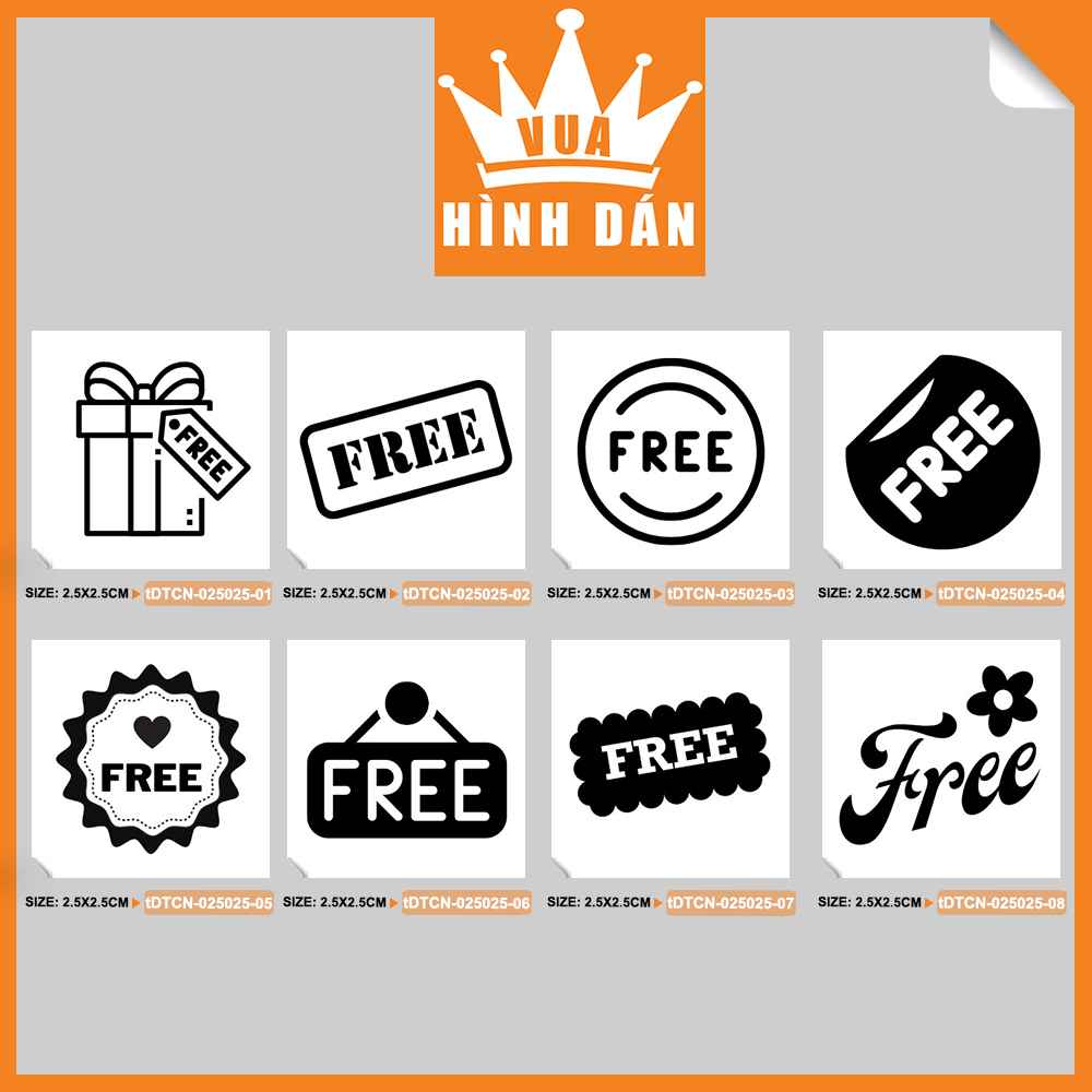 Hình ảnh Set 100/200 sticker FREE (2.5x2.5cm) tem MIỄN PHÍ dán lên túi hộp sản phẩm, quà tặng dành cho shop (1.081)