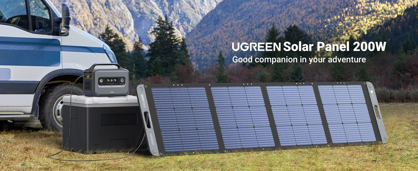 Ugreen UG15114SC200TK 200W chuẩn cắm kết nối Type XT60 Tấm panel năng lượng mặt trời có thể xếp gọn dùng cho trạm sạc 600w 1200w 2200w Gs600 gs1200 - HÀNG CHÍNH HÃNG