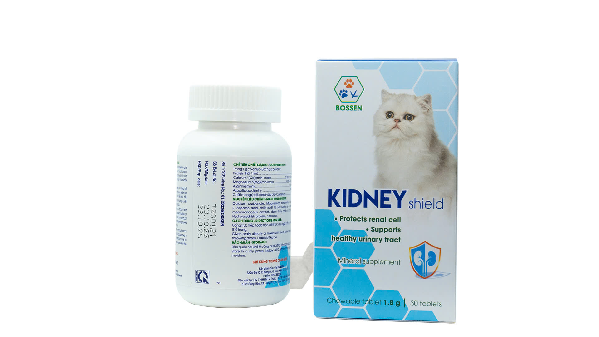 BOSSEN - KIDNEY Shield (cats) Hỗ Trợ Chức Năng Thận cho Mèo - Hộp 30 viên