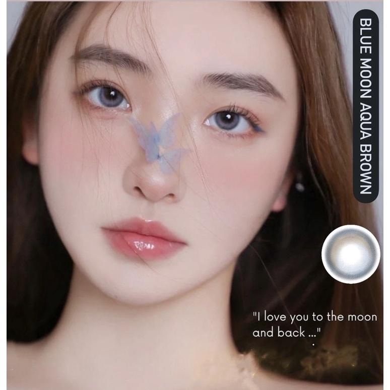 Kính Áp Tròng Blue Moon Aqua Brown 14.2 độ 0 đến 8 - FAIRY SHOP CONTACT LENS Silicone Hydrogel Lens cho mắt thở