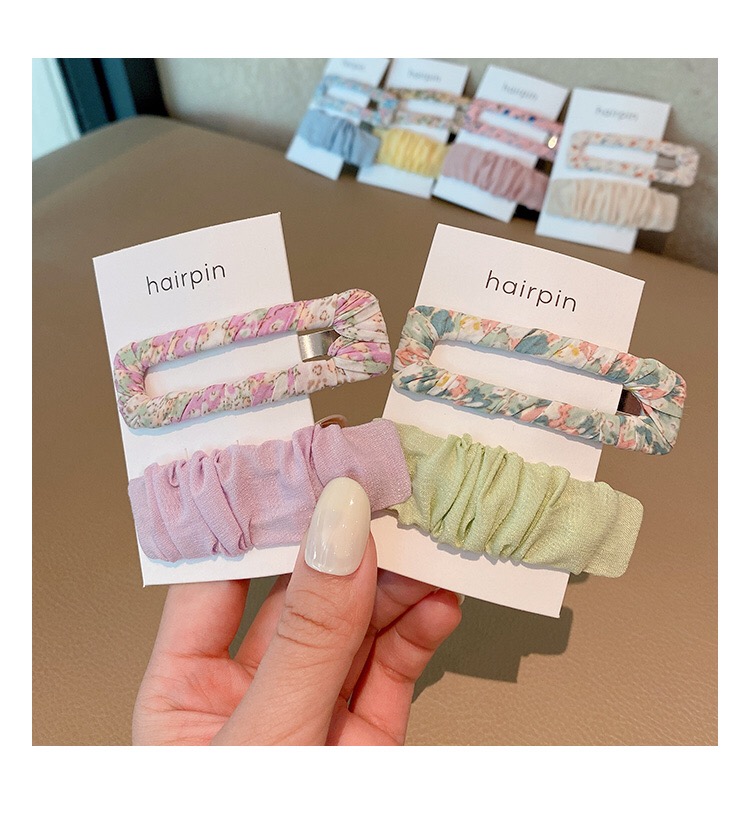 Set 2 kẹp tóc vải hoạ tiết vintage hàn quốc
