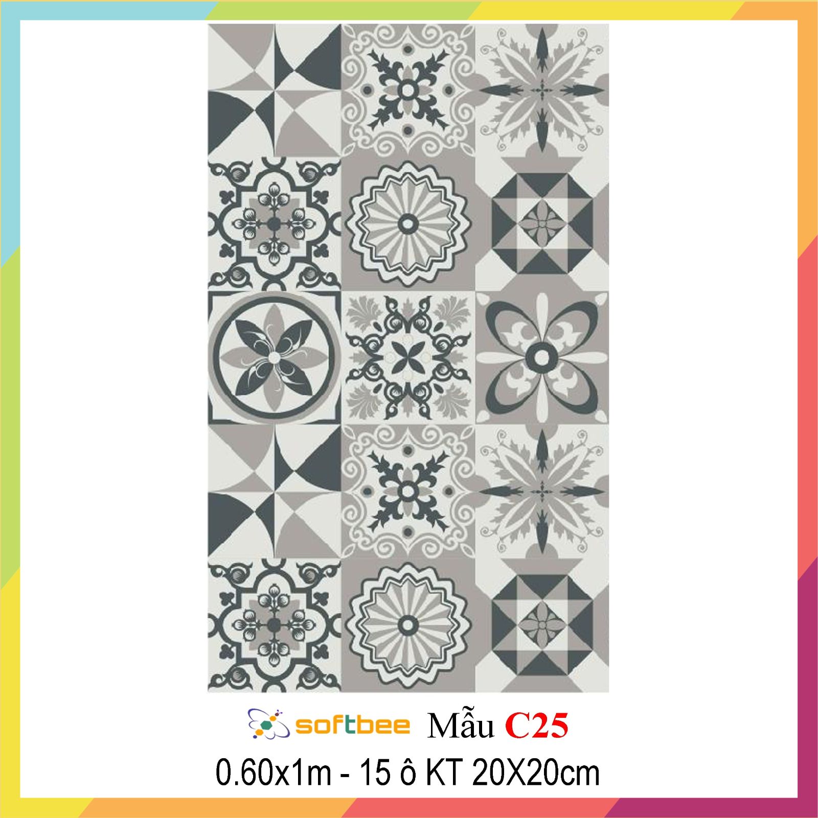 Decal gạch bông dán bếp dán bàn dán trang trí, kích thước 0.6m x 1.0m / miếng, không thấm nước, in hình sắc nét