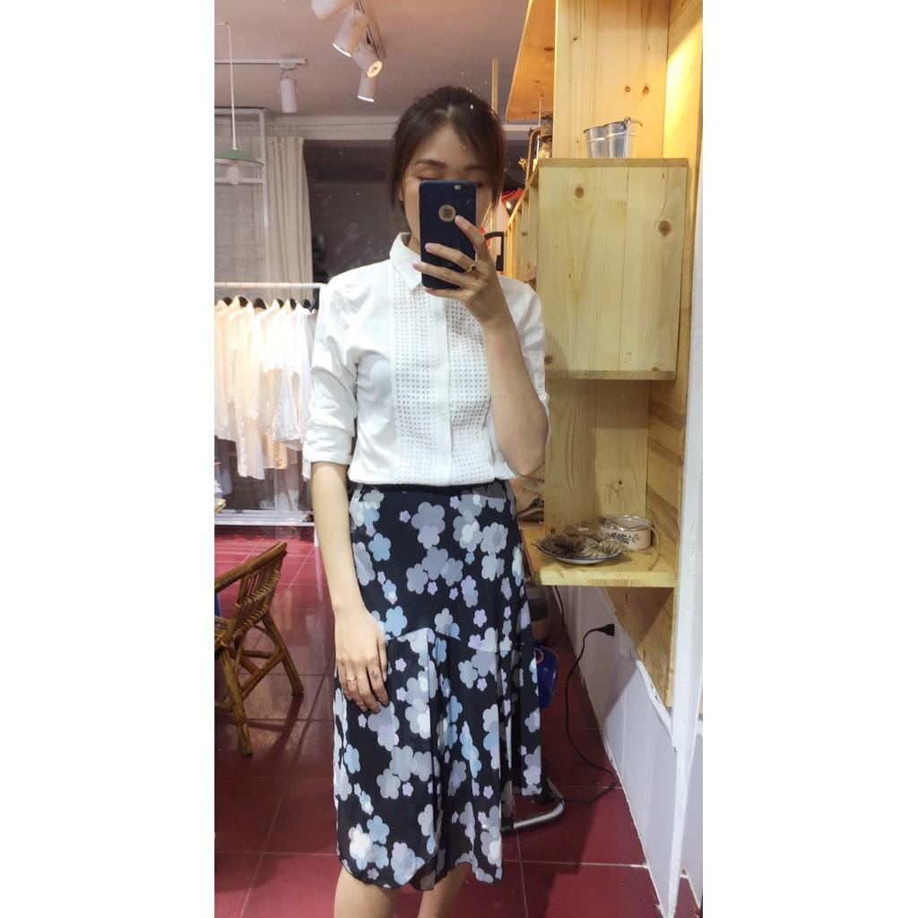 Áo sơ mi trắng phối ren