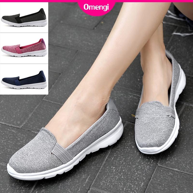 Omengi 2020 Fashion women outdoor soft sport shoes casual breathable black flat shoes