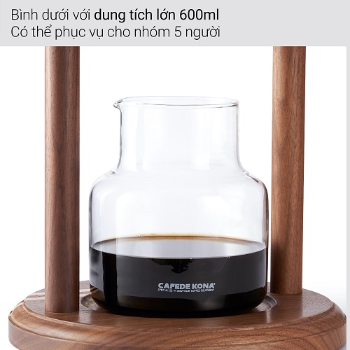 Tháp pha cà phê đá lạnh Cold drip 600ml khung gỗ CAFE DE KONA