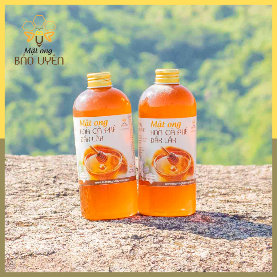 Combo 2 Chai Mật Ong Hoa Cà Phê Nguyên Chất Bảo Uyên 100% Tăng Cường Sức Đề Kháng Dung Tích 500ml