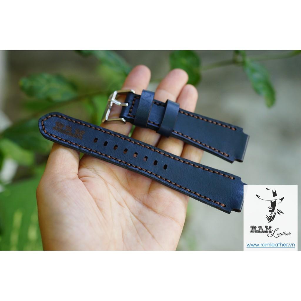 DÂY ĐỒNG HỒ DA DÊ XANH NAVY - DA DÊ THẬT - RAM CLASSIC 1993 - RAM LEATHER -ĐỦ SIZE 18,20,22, DÀNH CHO CASIO,APPLE WATCH .