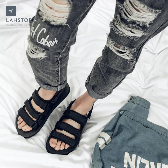 Hình ảnh Giày sandal nam 3 quai trơn LAHSTORE