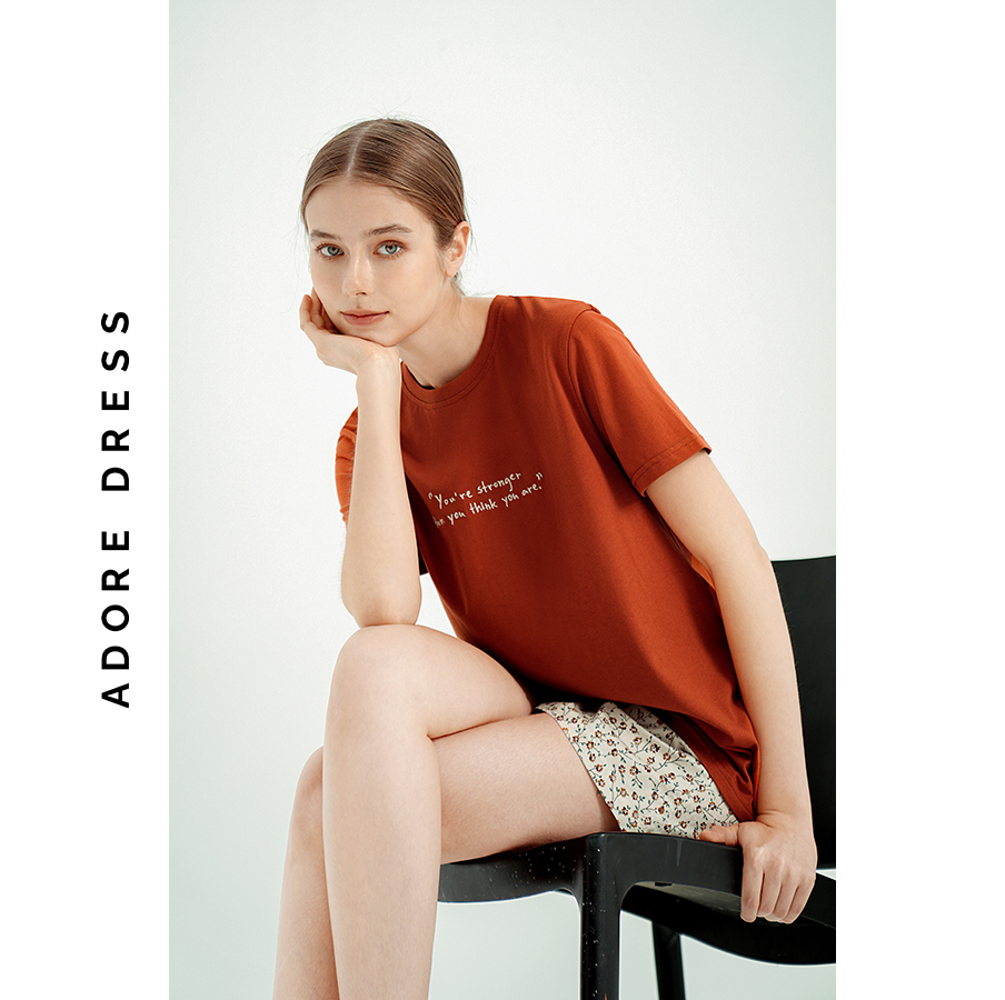 Set mặc nhà home áo phông quần short thô cam cháy 311HO4006 ADORE DRESS