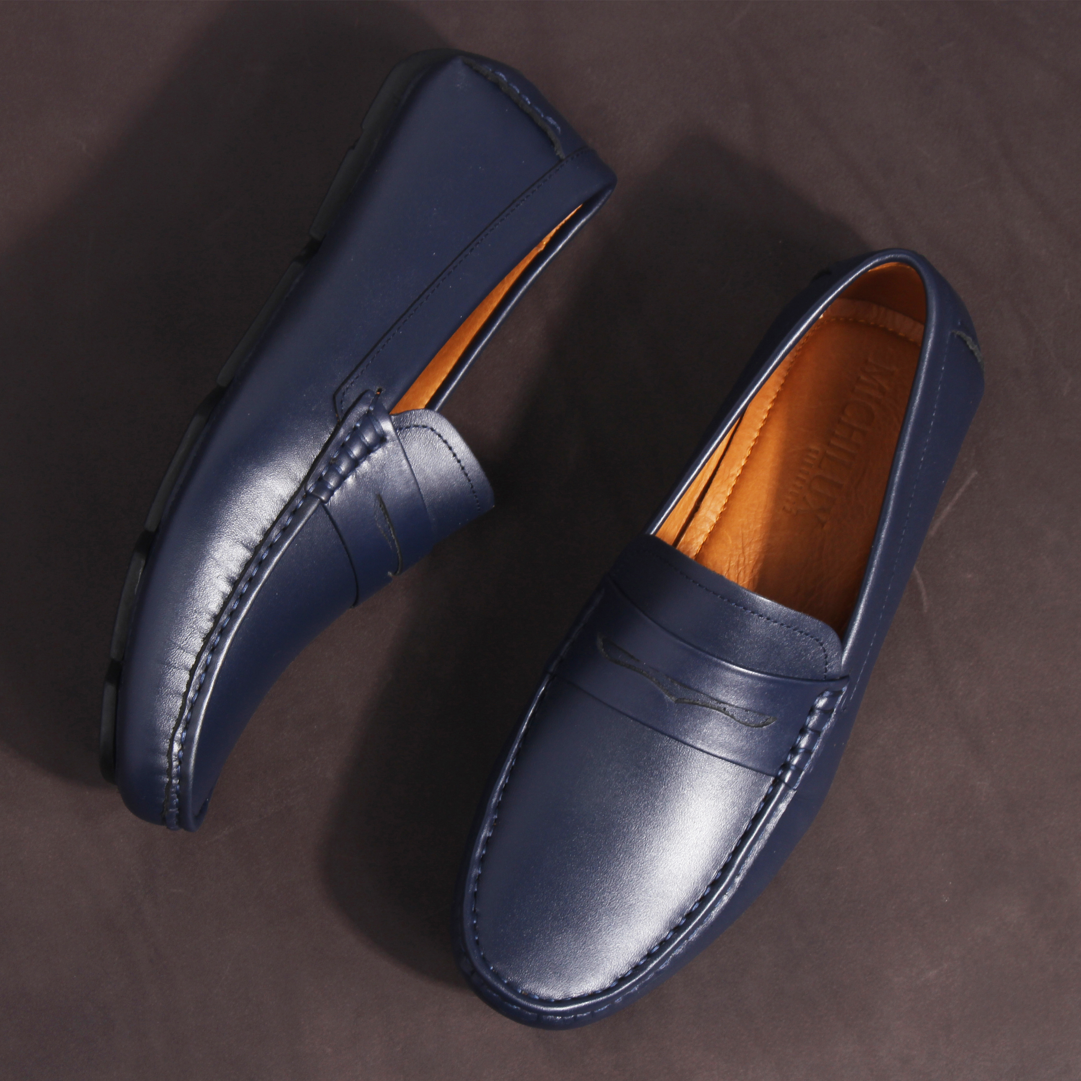 Giày MICHILUX Da Bò Thật Chính Hãng Penny Moccasin CIEMS Màu Xanh Navy