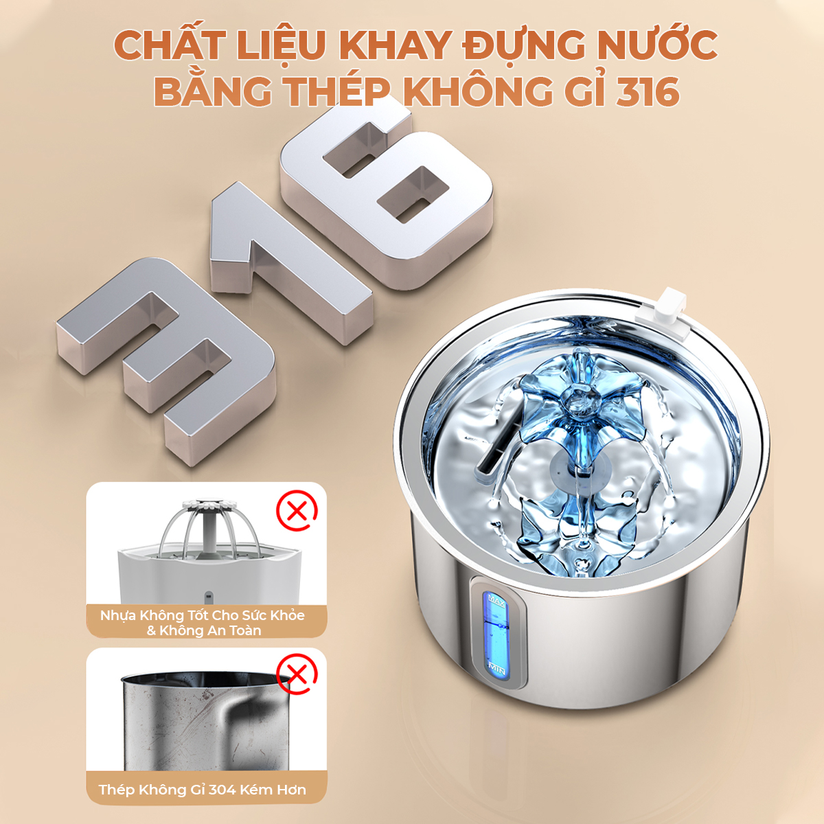 Máy lọc nước tự động Oneisall PWF 001 cho thú cưng uống nước, Phiên bản nâng cấp mới nhất - Hàng chính hãng
