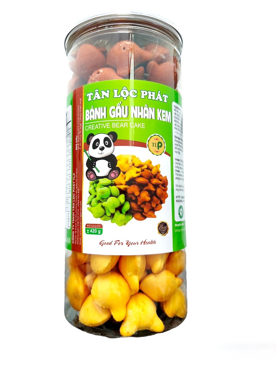 BÁNH GẤU NHÂN KEM 3 MÀU MÓN NGON TUỔI THƠ - HŨ 420G