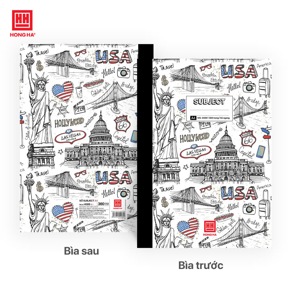 Sổ bìa bồi A4 360 trang Subject Hồng Hà - 4589