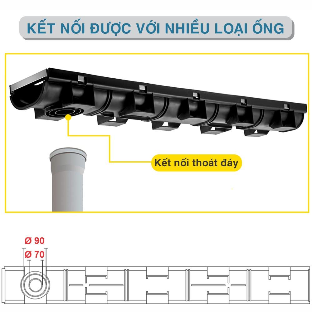 Rãnh (cống) thoát nước mưa HDPE.Kích thước: 150x80x1000mm.Chống ngập - Thoát nước nhanh - Tiết kiệm - Bảo hành 10 năm