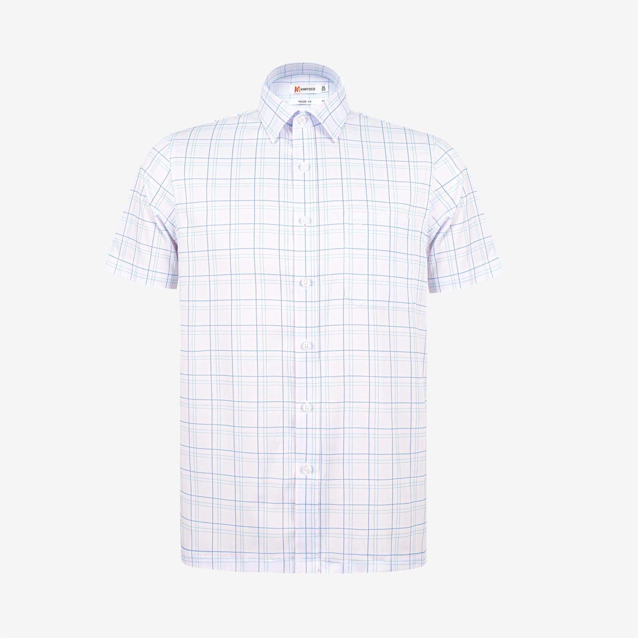 Áo sơ mi nam KHATOCO Tailor Fit ngắn tay A1MN538T2-CNCR852-2711-N