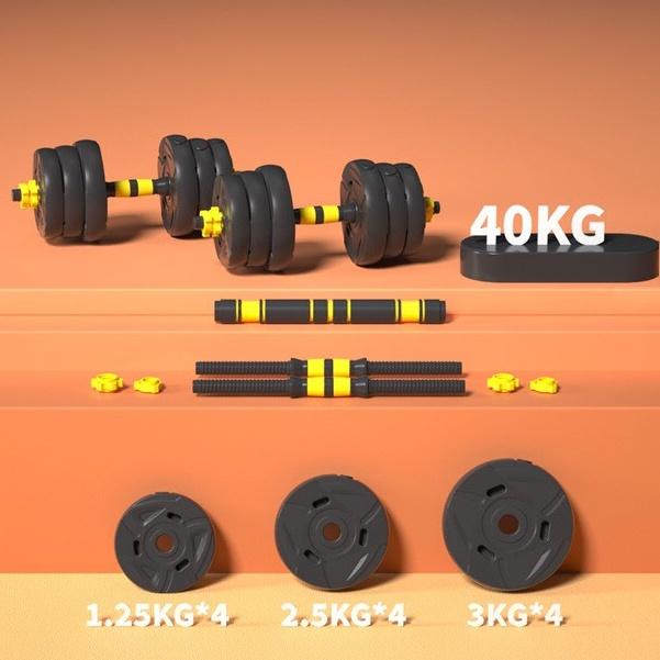 bộ Tạ tay 40KG 2 in 1 kết hợp tạ đẩy tạ đòn, dụng cụ tập gym đa năng