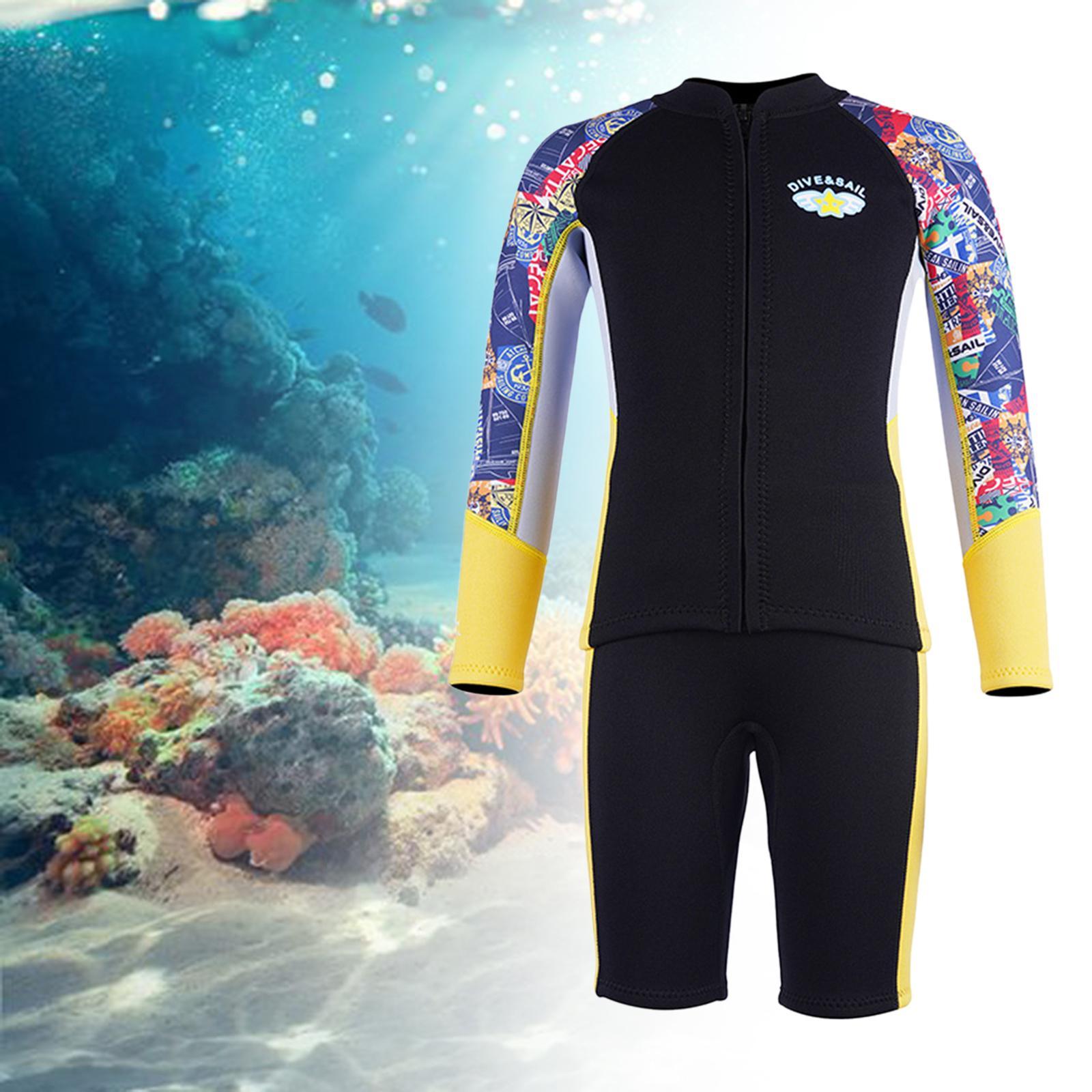Split Wetsuit Kids Long Sleeve Wet Suit for Water Sports Canoeing Snorkeling