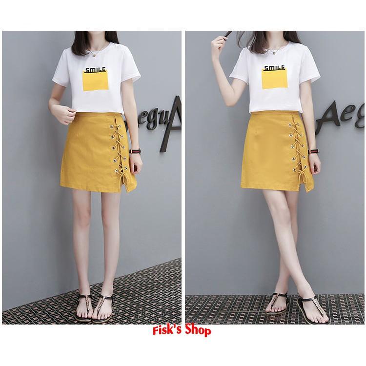 Set áo phông zíp buộc dây nơ