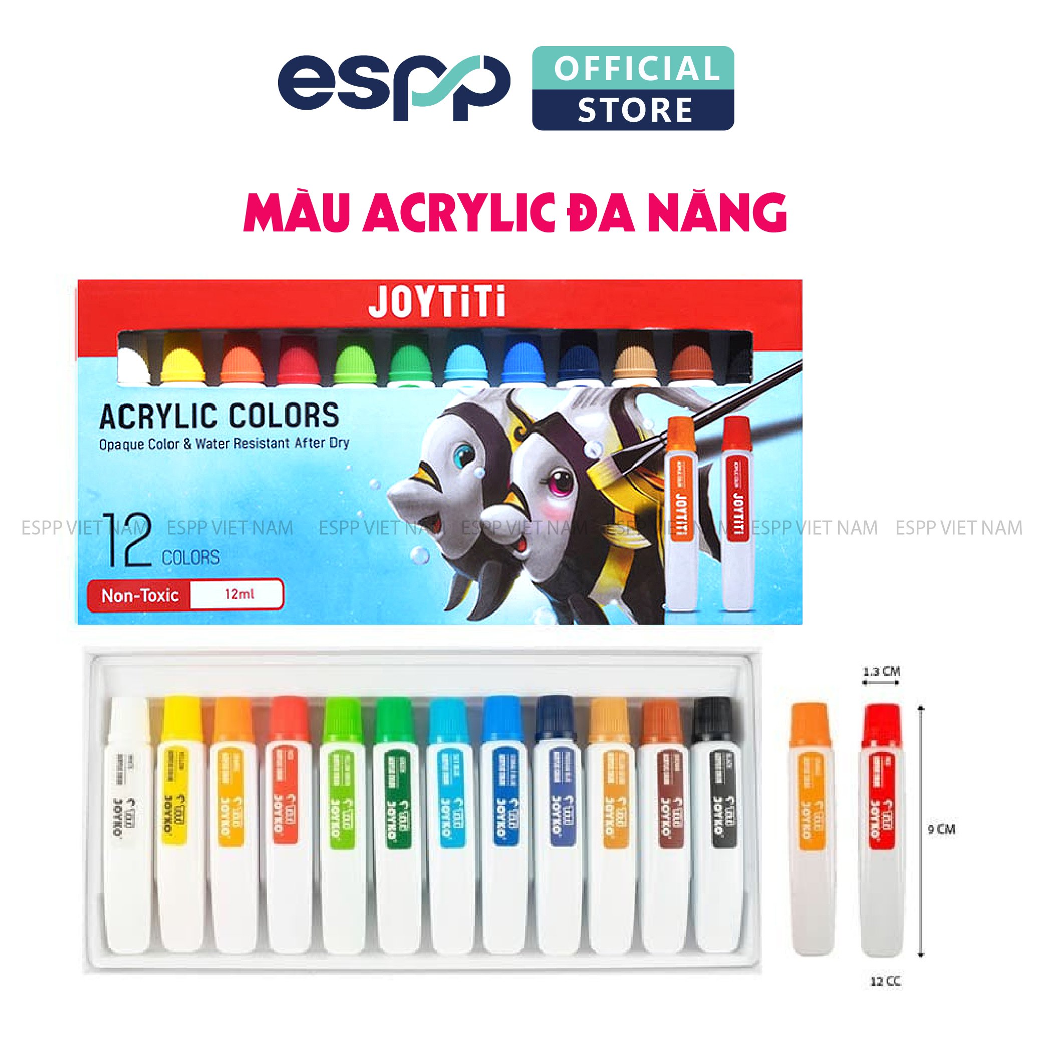 Hộp màu acrylic JOYTITI - 12 màu