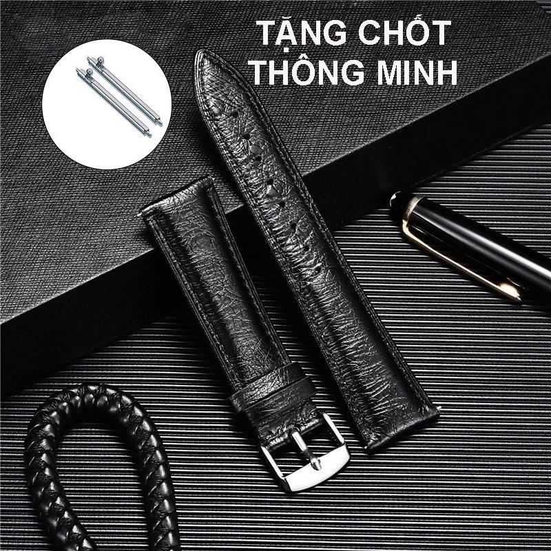 (Màu Đen) Dây đồng hồ da ĐÀ ĐIỂU CAO CẤP OL-P8024 tặng CHỐT THÔNG MINH - Đen