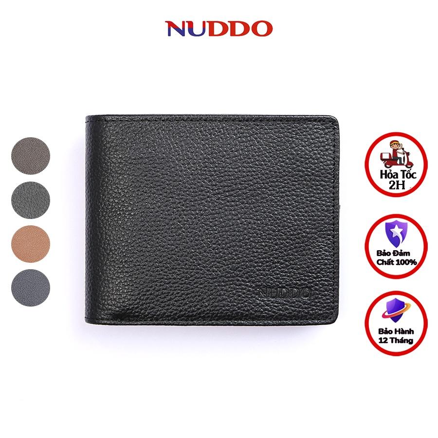 Ví da nam cao cấp NUDDO bóp nam da bò thật vân hạt kiểu dáng ngang cao cấp NN006