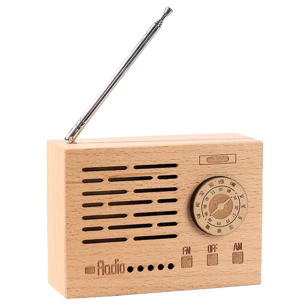 Wooden Music Box Retro Clockwork Radio Desktop Decoration Gift