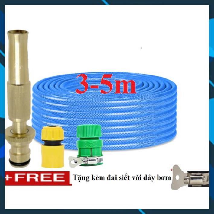 ️ Bộ dây vòi xịt nước rửa xe, tưới cây , tăng áp 3 lần, loại 3m, 5m 206587 cút sập,nối nhựa vàng+ đai