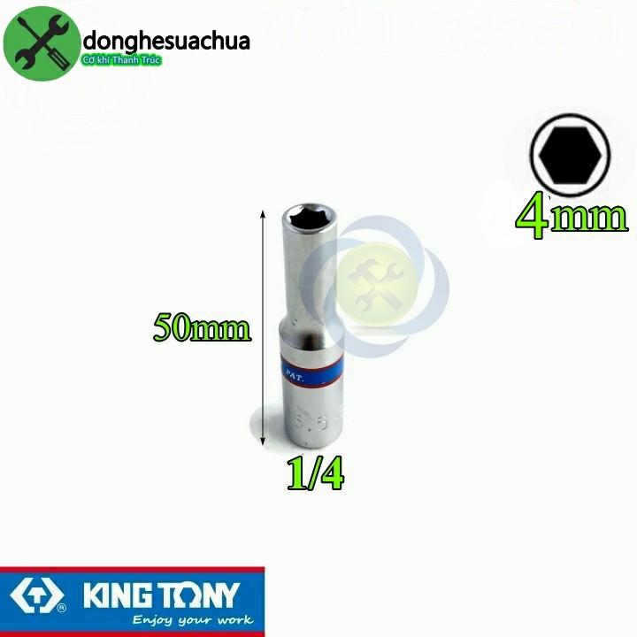 Tuýp 4mm loại 1/4 có 6 cạnh Kingtony 223504M dài 50mm