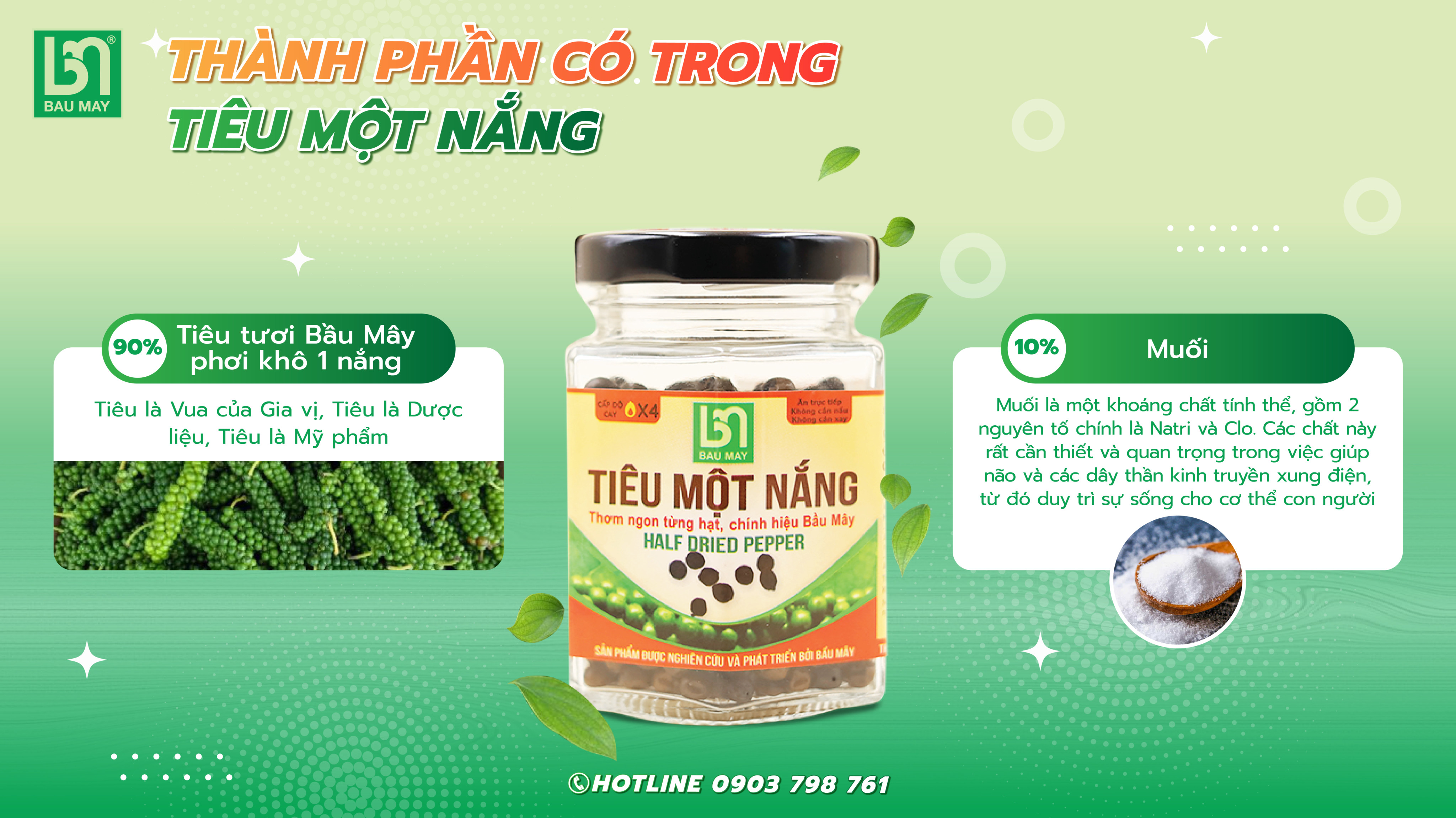 Tiêu một nắng Organic Bầu Mây 50g - Giúp kích thích vị giác, giúp ăn ngon miệng hơn, cải thiện chức năng của hệ tiêu hoá