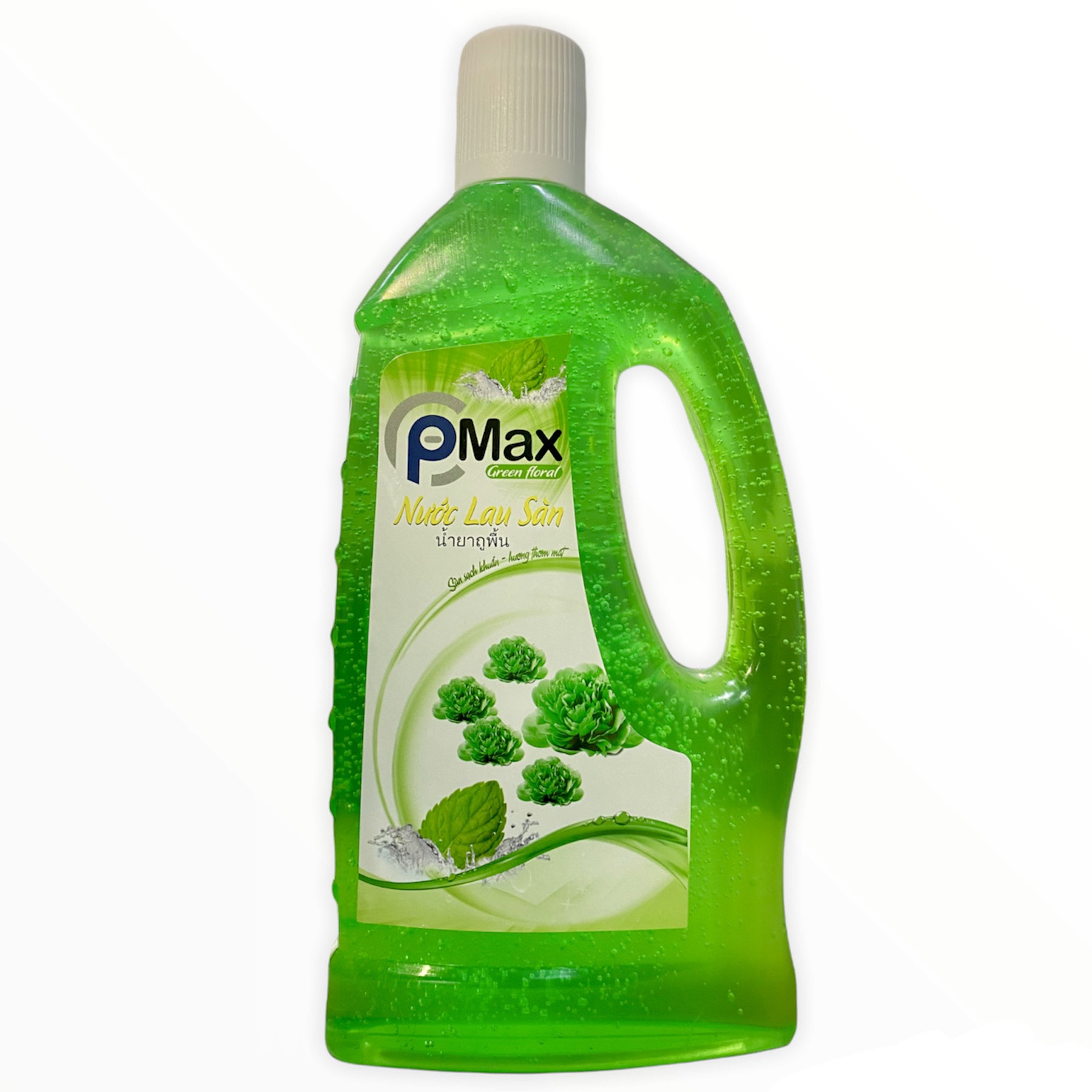 Nước lau sàn P-MAX Green Floral diệt khuẩn công nghệ Thái Lan loại bỏ các vết bẩn cứng đầu, không làm mất màu gạch men, xua đuổi côn trùng 1000ML