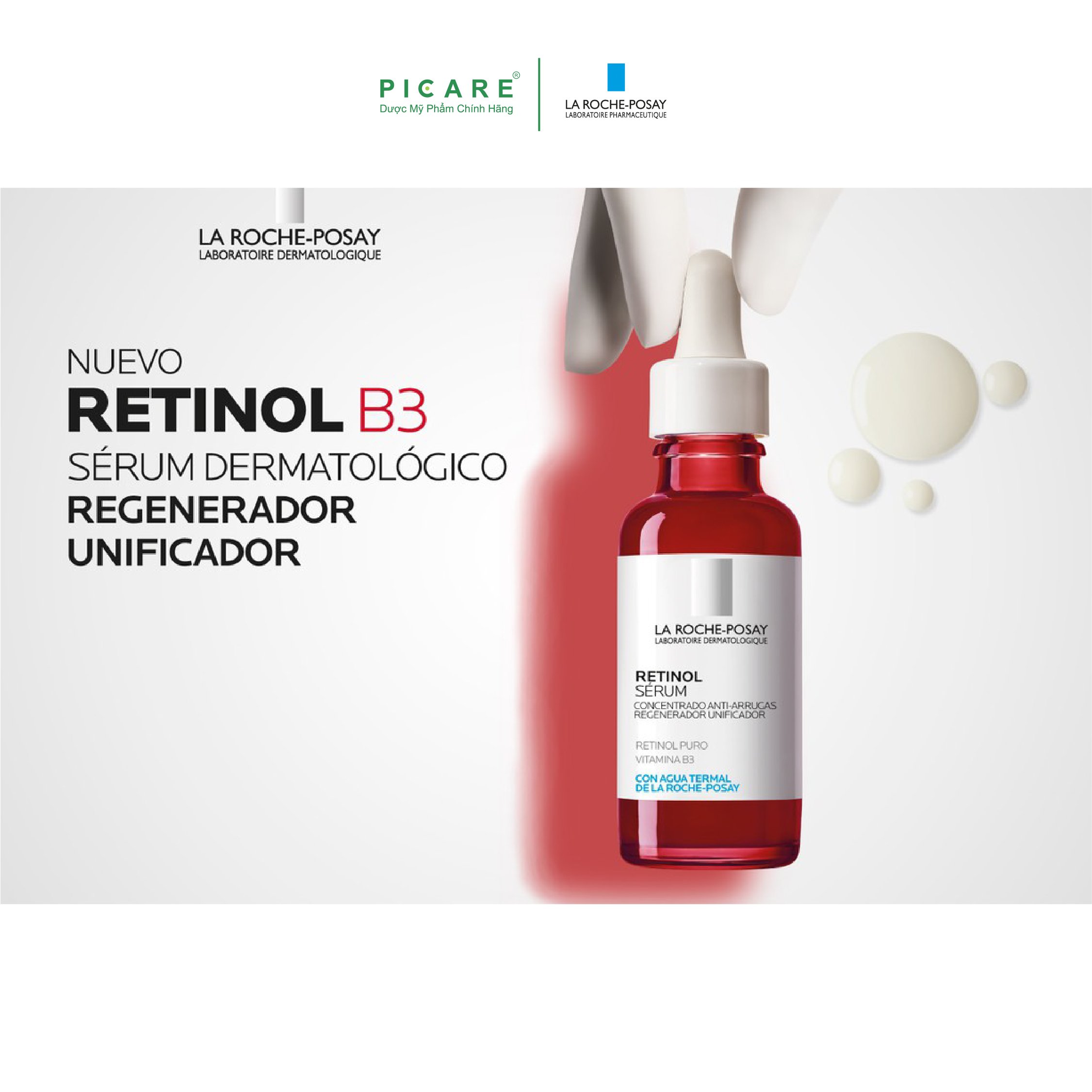 Tinh chất giúp tái tạo da, giảm thâm nám và nếp nhăn trên da, làm đều màu da La Roche Posay Retinol B3 Serum