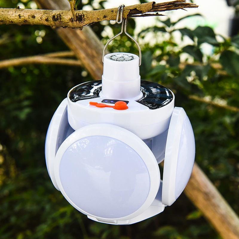Bóng đèn led tích điện, năng lượng mặt trời hình 4 Cánh Hoa có thể đóng mở