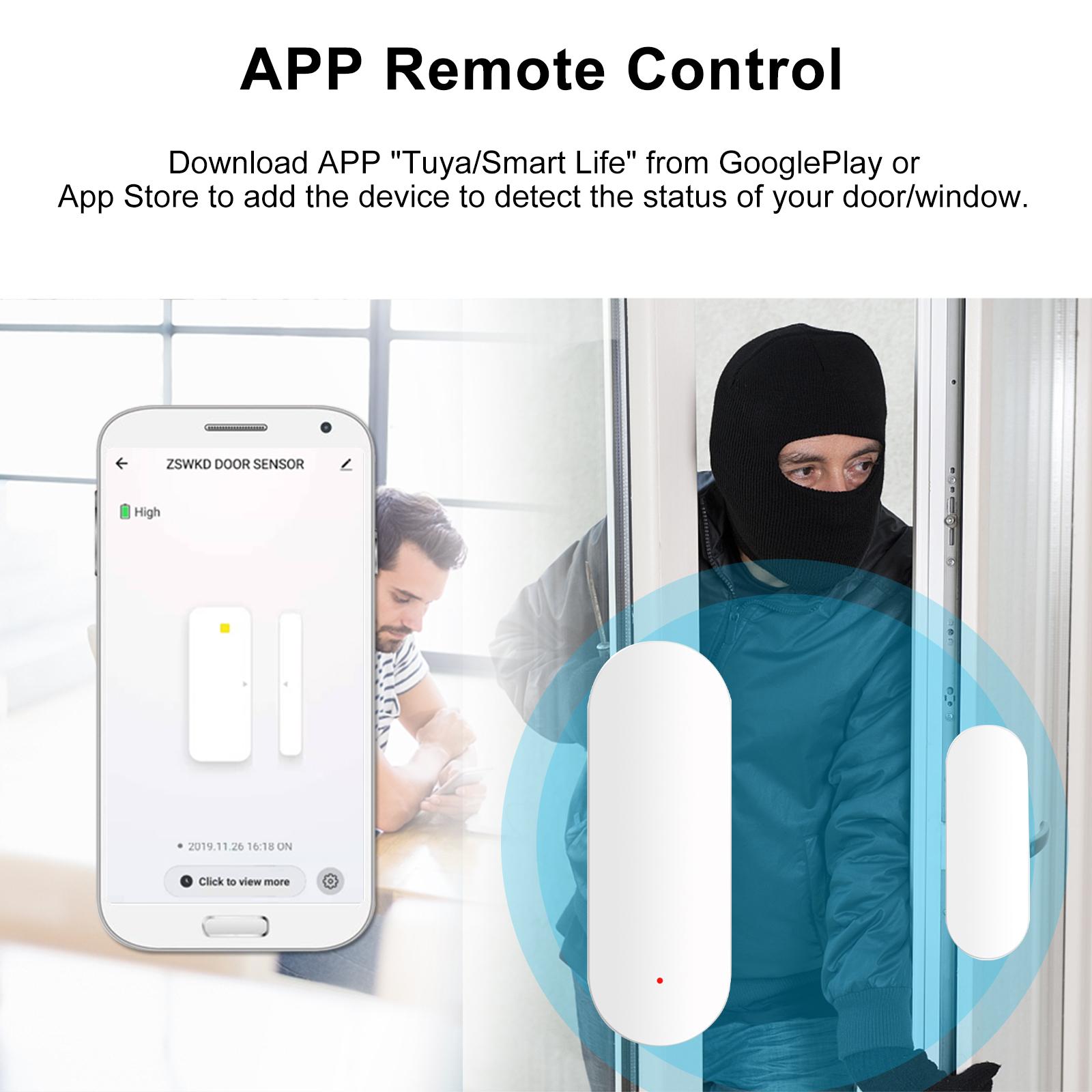 Zigbee Smart Door Sensor Tuya APP Control Door Open / Closed Detector Magnetic Switch Window Sensor Smart Home Security Alarm