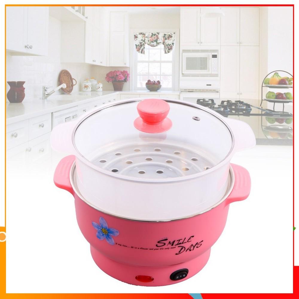 Nồi Lẩu Điện Mini 26cm Nikai Vung Kính - Nồi Lẩu Đa Năng Gia Đình 26cm Siêu Tốc