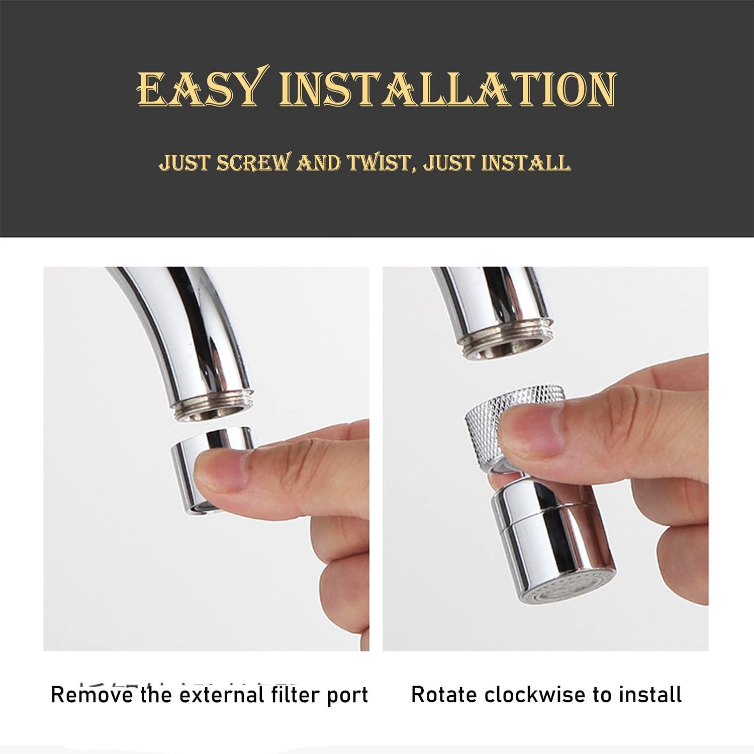 Bộ lọc tạo bọt cho vòi bếp bằng đồng thau có thể điều chỉnh 2 chế độ với bộ chuyển đổi vòi phun, thích hợp cho vòi có vòi ren ngoài M22 hoặc ren trong M24