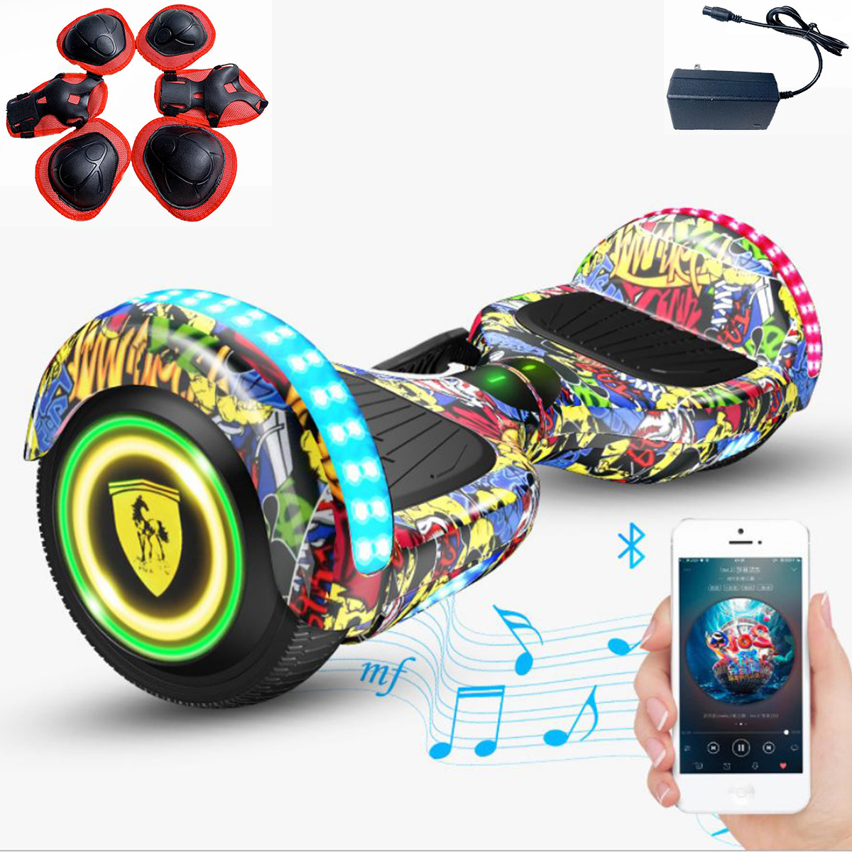 Xe Điện Cân Bằng Mẫu Mới Bánh 6.5 Inch - Tự Cân Bằng Tích Hợp Đèn LED, Nhạc Bluetooth - Hàng Chính Hãng.