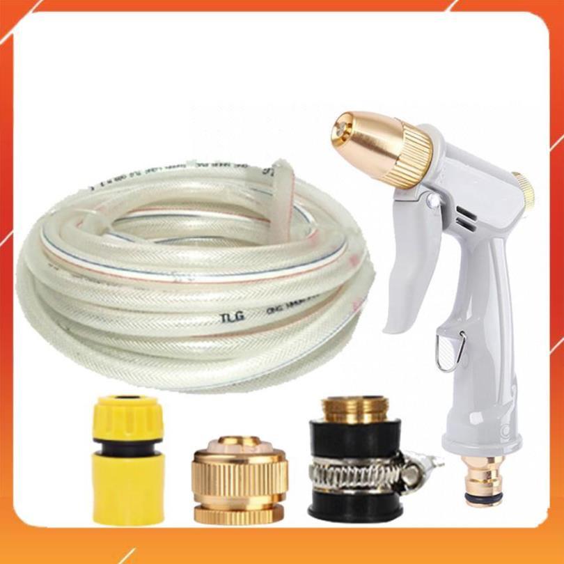 Bộ dây vòi xịt nước tưới cây rửa xe,tăng áp 3 lần, loại 7-10m 206846