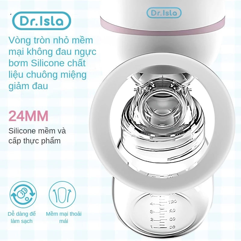 Dr.Isla Máy Hút Sữa Không Dây Điện Cầm Tay PPSU Silicone Cao Cấp 9 Mức Điều Chỉnh Lực Hút Không BPA 180ml EB11