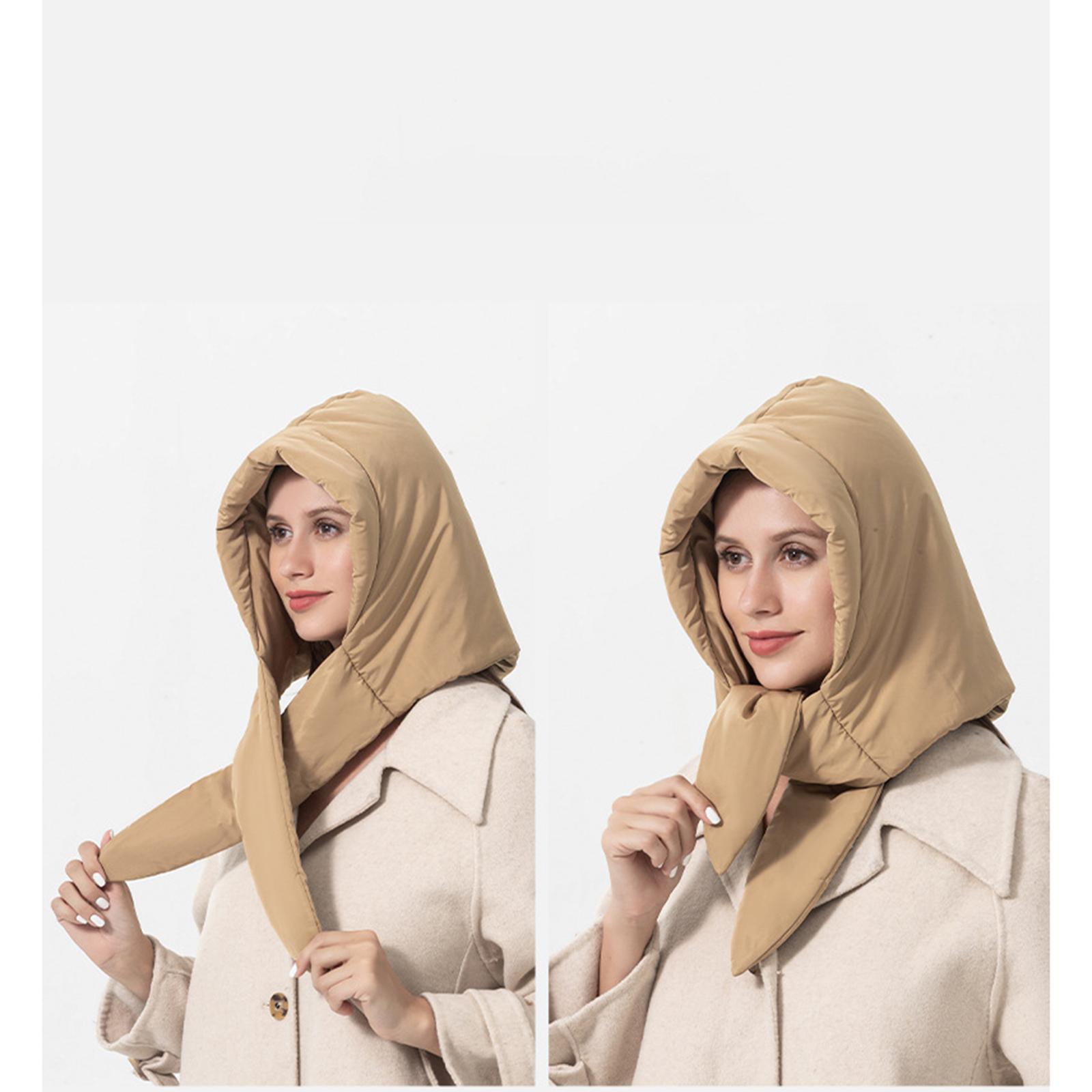 Women Quilted Headscarf Down Hat Windproof Neck Scarf Light and Warm Scarf
