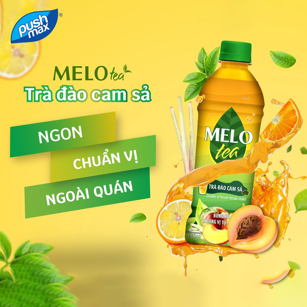 Lốc 6 Chai Trà Đào Cam Sả Melo Tea (455ml x 6 chai)