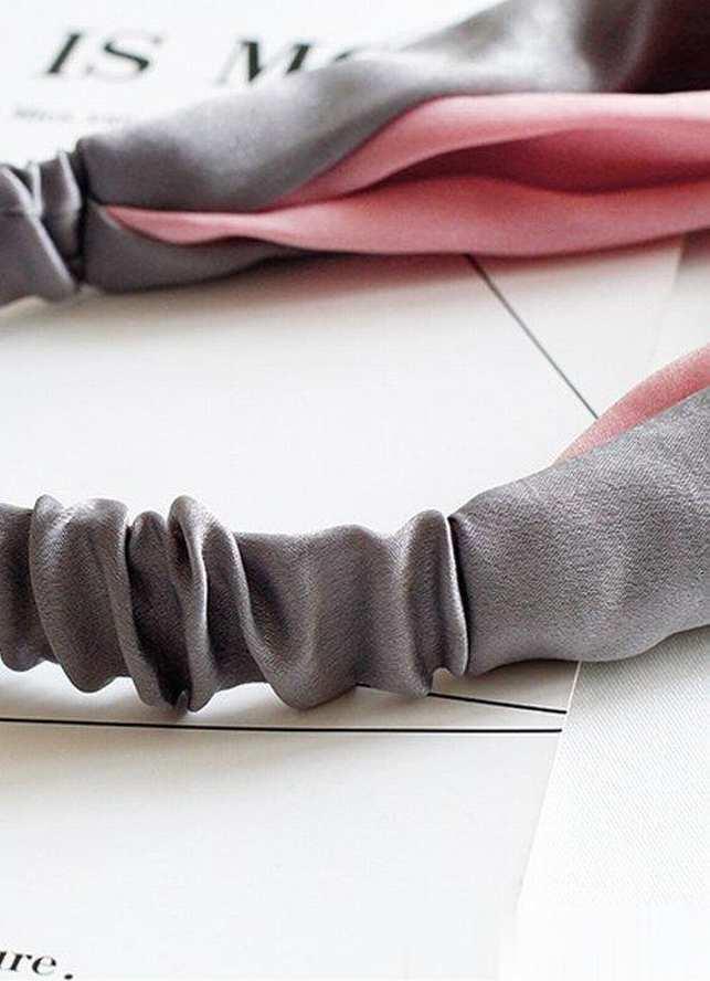 Băng Đô Cài Tóc Vải Thắt Bím Lụa Hàn Quốc Cao Cấp Màu Hồng-Xám - Mã BD145