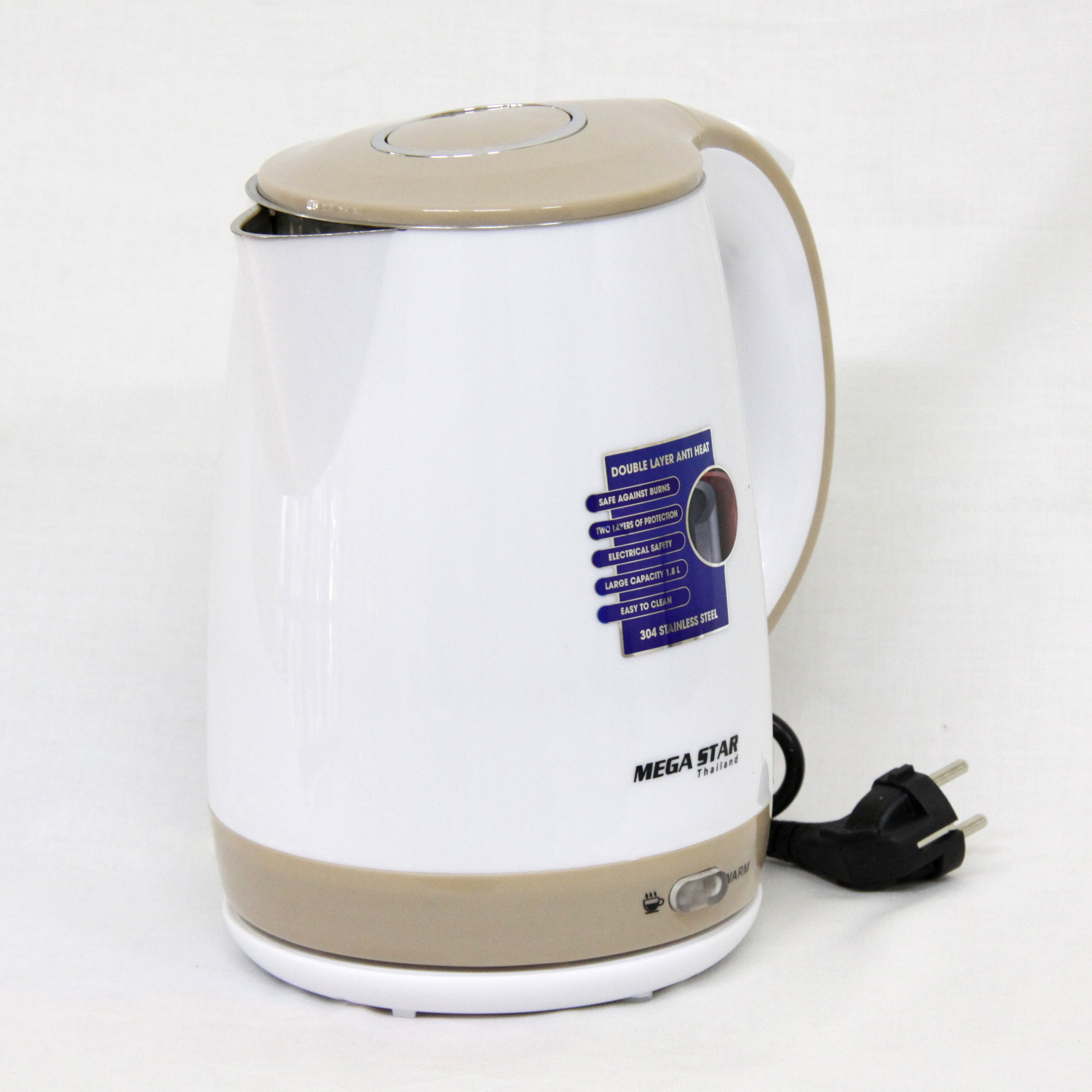 Bình Đun Siêu Tốc 2 Lớp Megastar PS-686 - Công suất 2000W mạnh mẽ đun nước nhanh chóng, thiết kế 2 lớp an toàn cho người sử dụng - Hàng chính hãng