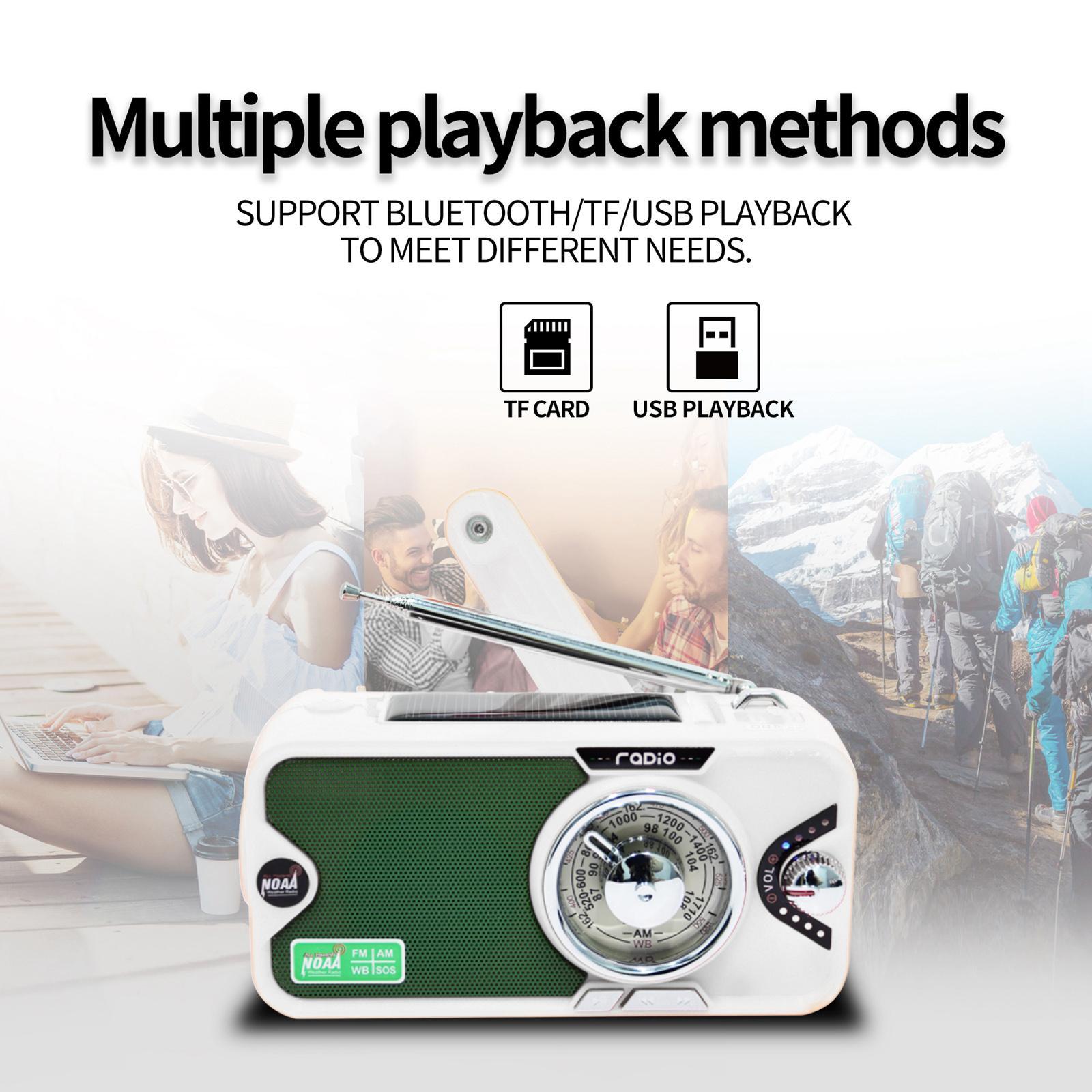 Portable Emergency Radio Solar Charging 3600mAh Outdoor Activities