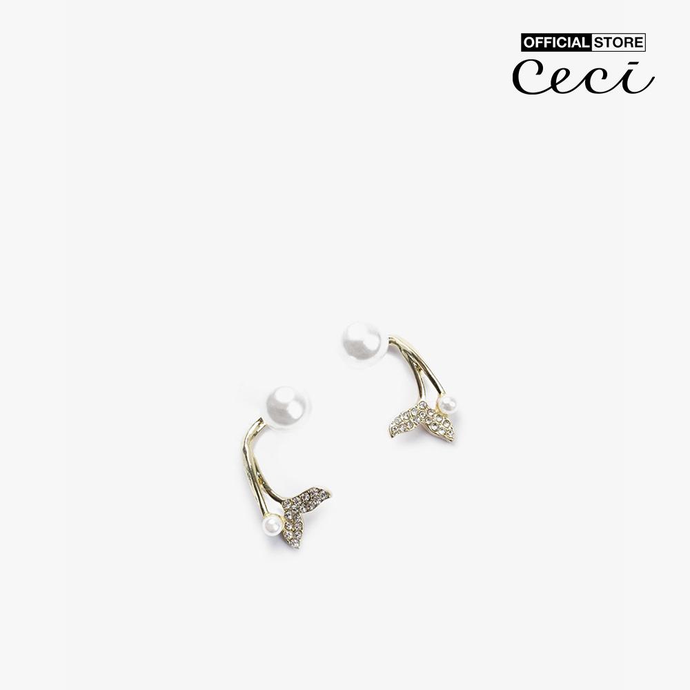 CECI - Khuyên tai nữ xỏ lỗ thiết kế đuôi cá phối ngọc trai thanh lịch CC1-09000105