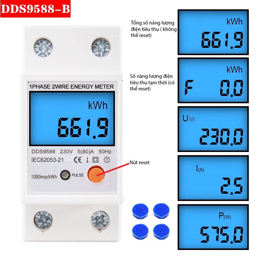 Công tơ điện tử 80A có hỗ trợ reset DDS9588