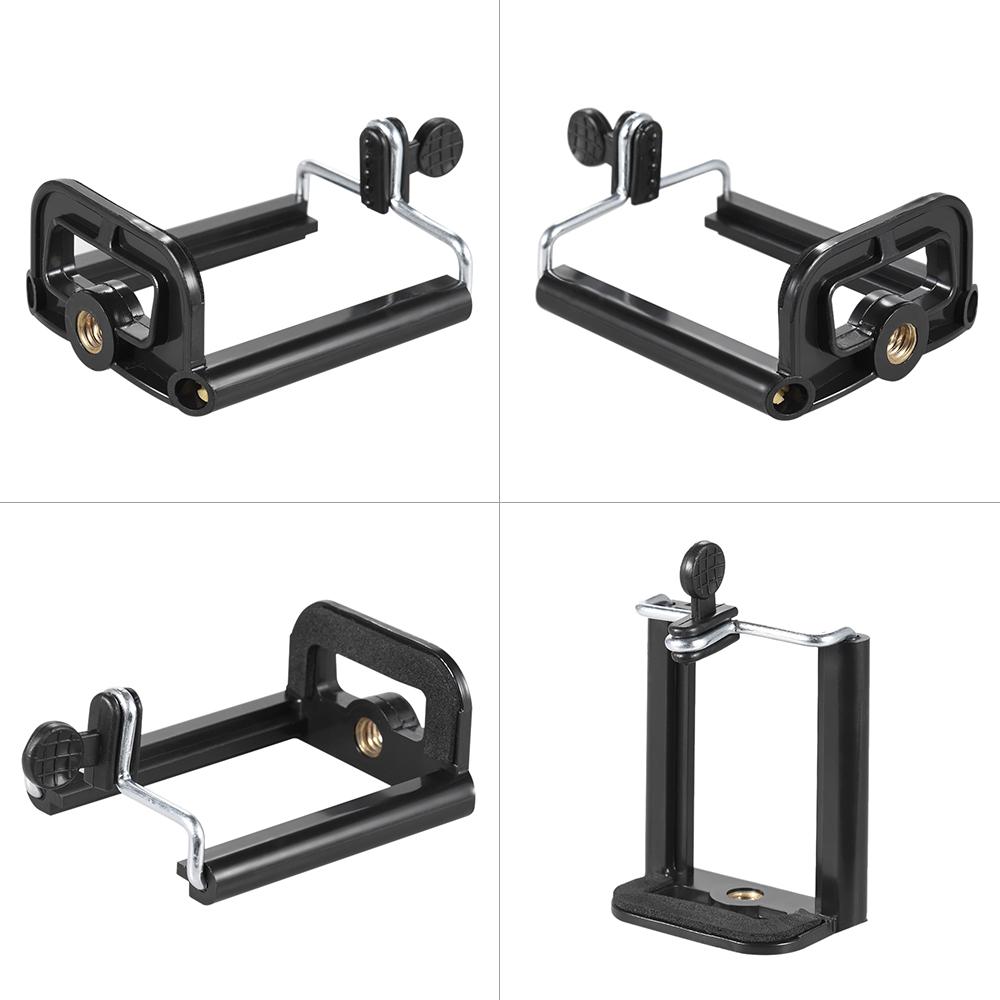 2-Section Extendable Aluminum Alloy Mini Tabletop Tripod + Adjustable Phone Holder with 1/4" Screw Mounts for 5.5-8.5cm