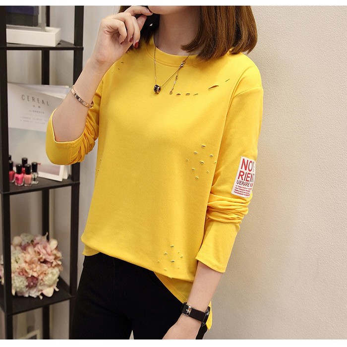 Áo thun nữ màu vàng dài tay Quảng Châu A254